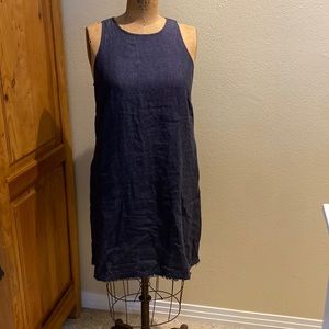 Navy linen sleeveless dress